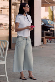 Jorts en denim TRF déchiré, taille mi-haute