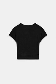 T-shirt court à pois et manches courtes