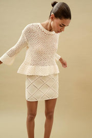 Pull en maille à volants