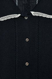 Veste polo en maille à dentelle et manches courtes