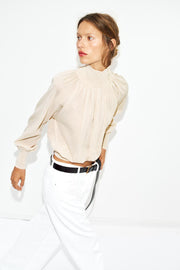 Blouse fluide en maille contrastée