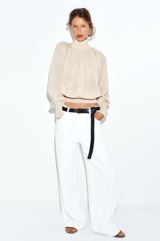Blouse fluide en maille contrastée
