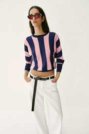 Sweat-shirt en maille rayée
