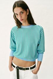 Sweat-shirt en maille rayée