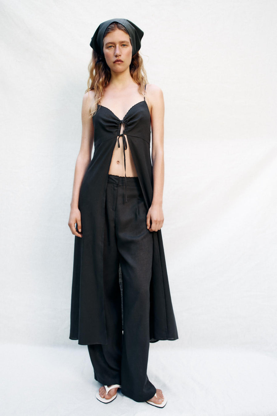 Top lingerie long en lin