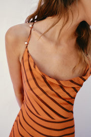 Robe midi rayée à bretelles