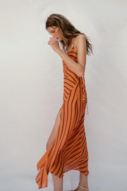 Robe midi rayée à bretelles