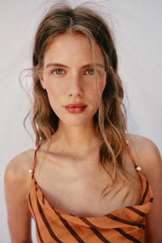 Robe midi rayée à bretelles