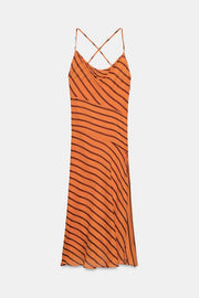 Robe midi rayée à bretelles