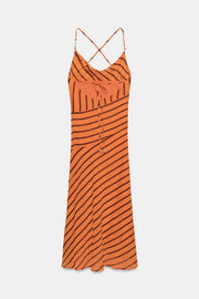 Robe midi rayée à bretelles