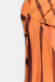 Robe midi rayée à bretelles
