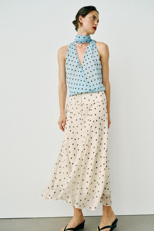 Jupe midi à pois