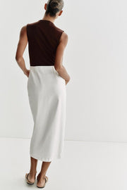 Robe midi contrastée à détail métallique