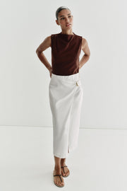 Robe midi contrastée à détail métallique