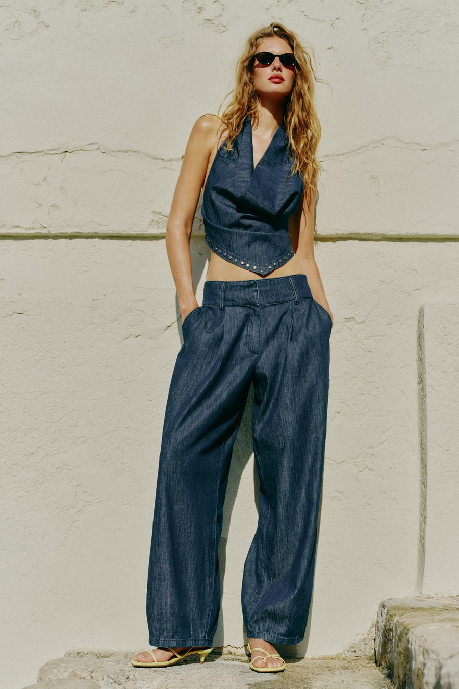 Pantalon coupe barrel à pinces