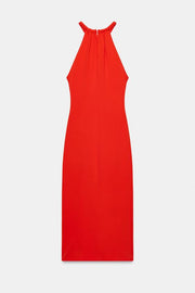 Robe midi dos-nu à détail métallique
