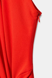 Robe midi dos-nu à détail métallique