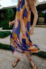 Robe imprimée à bas asymétrique