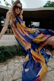 Robe imprimée à bas asymétrique