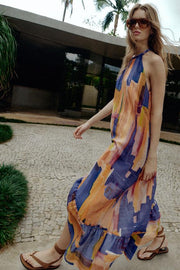 Robe imprimée à bas asymétrique
