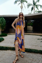 Robe imprimée à bas asymétrique