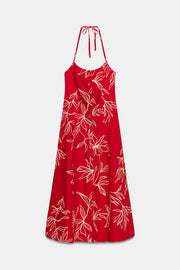 Robe midi en popeline imprimée