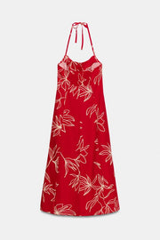 Robe midi en popeline imprimée
