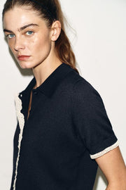 Veste à manches courtes en maille à dentelle