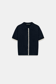 Veste à manches courtes en maille à dentelle