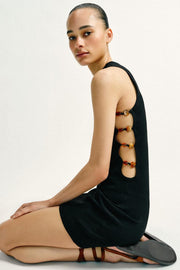 Robe courte en maille à fentes et perles