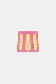 Short en maille ajourée à rayures