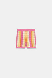 Short en maille ajourée à rayures