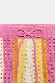 Short en maille ajourée à rayures