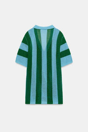 Veste à manches courtes en maille rayée