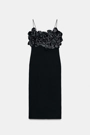Robe en maille contrastée à fleurs