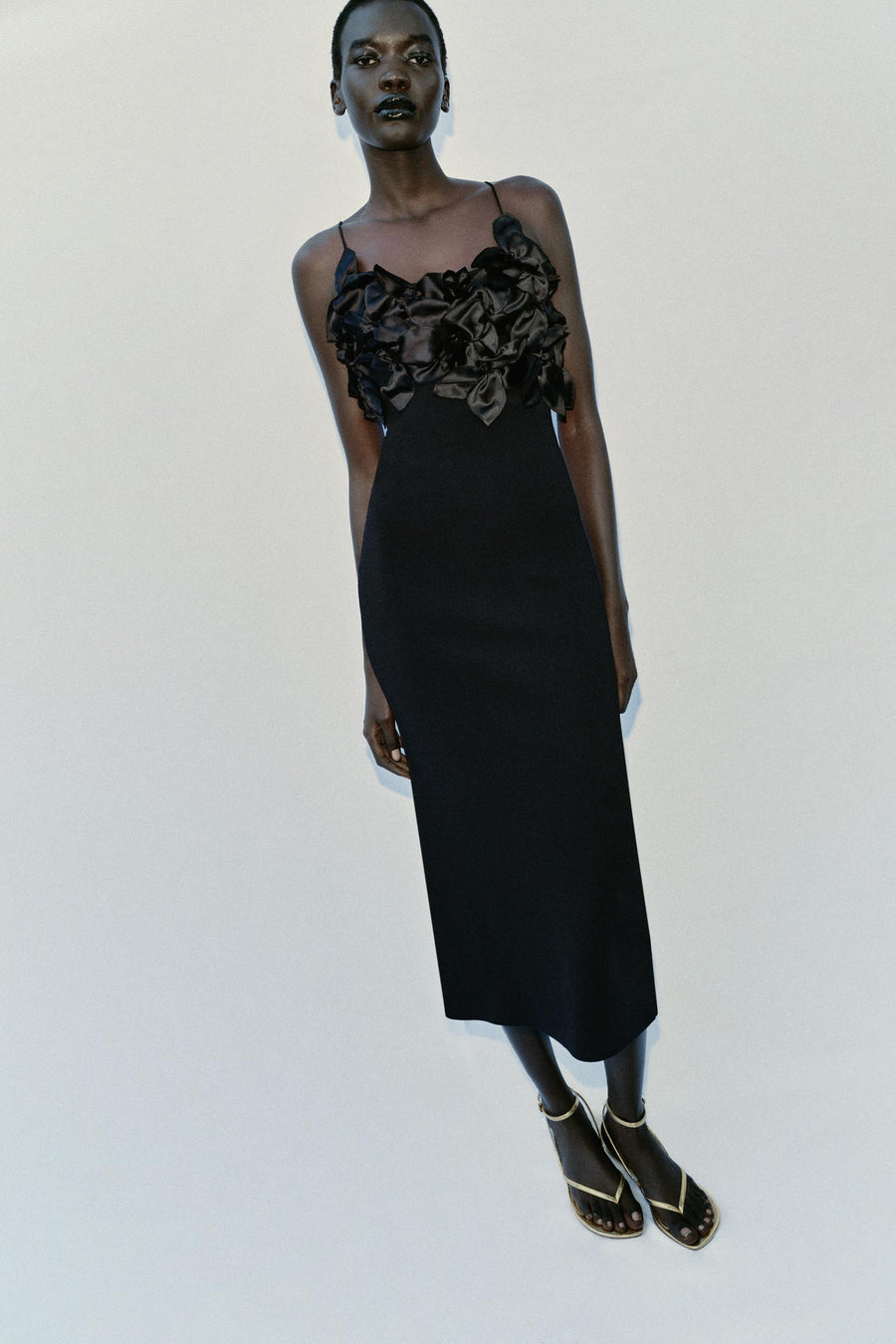 Robe en maille contrastée à fleurs