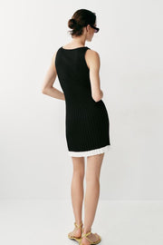 Robe courte en maille côtelée