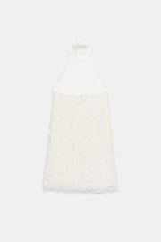 Robe mini en maille à franges