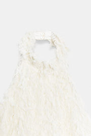 Robe mini en maille à franges