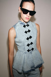 Gilet en denim à brandebourgs ZW Collection