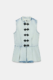 Gilet en denim à brandebourgs ZW Collection