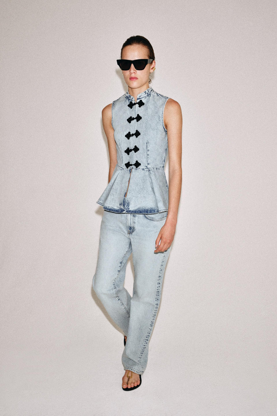 Gilet en denim à brandebourgs ZW Collection