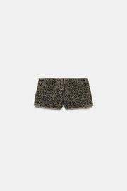 Short mini en denim TRF imprimé animalier