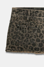 Short mini en denim TRF imprimé animalier