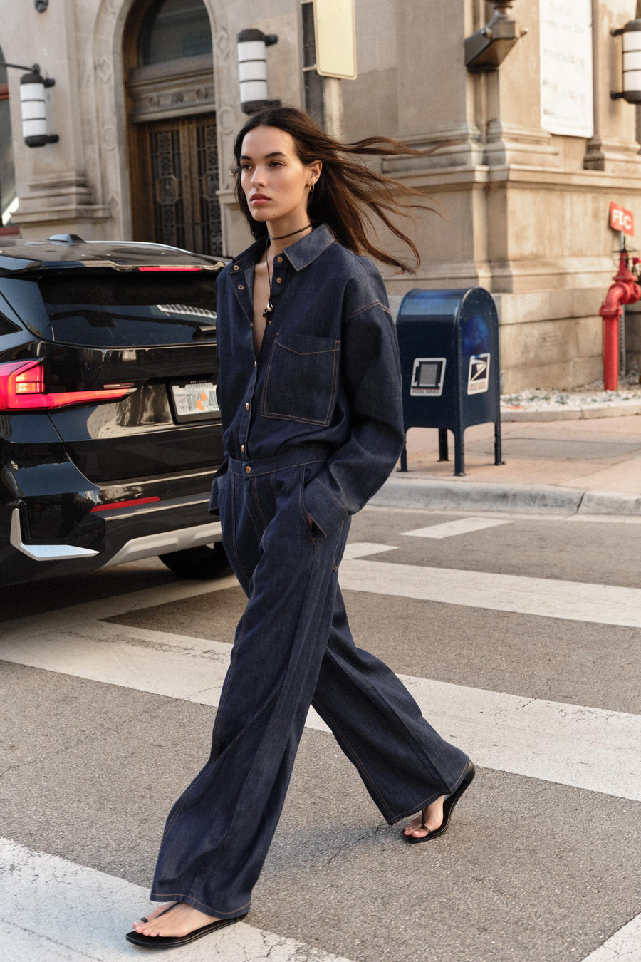Jean Z1975 jogger à jambe large taille haute