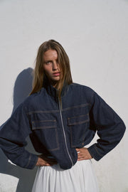 Blouson Z1975 bomber en denim à col montant