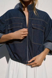 Blouson Z1975 bomber en denim à col montant
