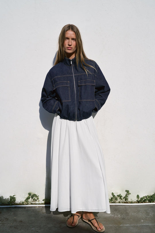 Blouson Z1975 bomber en denim à col montant