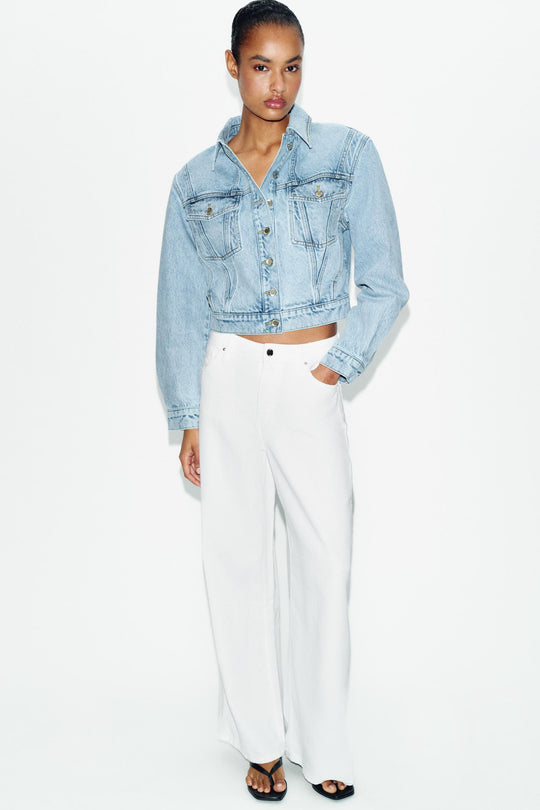 Blouson Z1975 court en denim à épaulettes