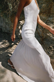 Robe dos-nu en maille contrastée